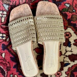 Jessica Simpson Women’s Gold Mesh Slide Sandals Size 9